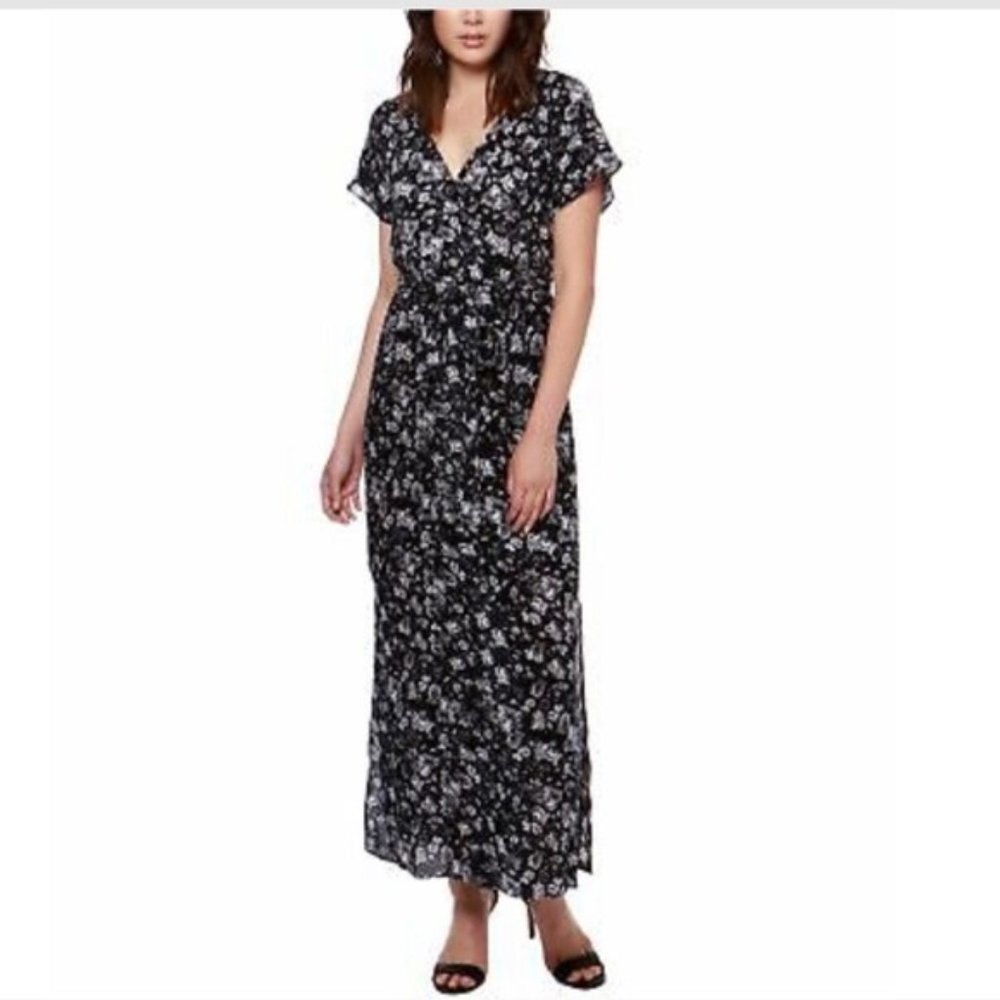Lucky Brand Black Floral Casual Maxi Dress
